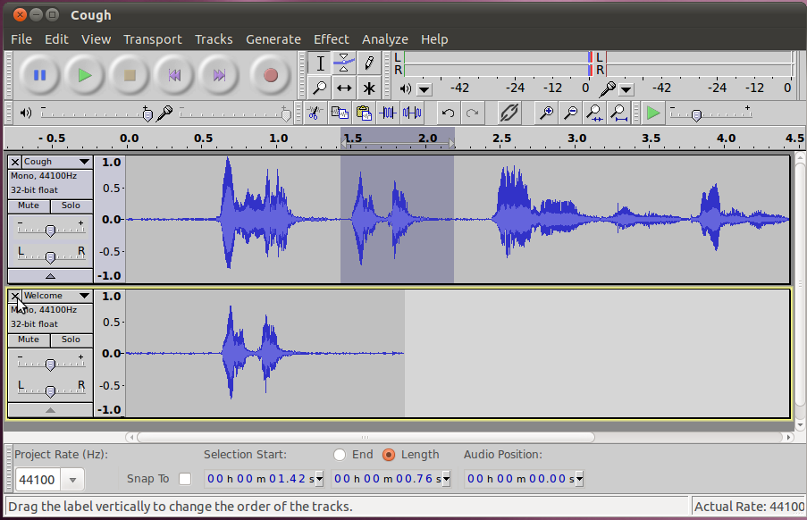 audacity cutting audio