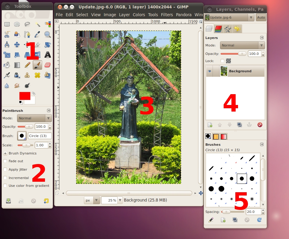 Screenshot of the GIMP in action
